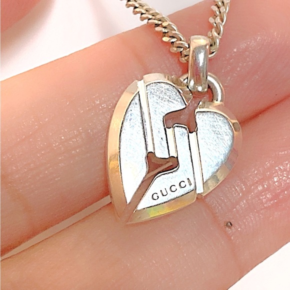 LOW START🔥🔥GUCCI Necklace pendant Heart break Sterling Silver 925 with box - Picture 7 of 12
